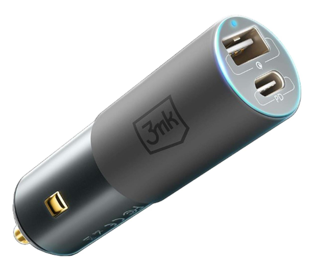 3MK samochodowa 1xUSB-C 1xUSB 100W stalowa - 1050532 - zdjęcie